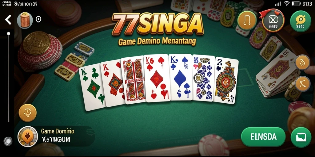 Screenshot utama menampilkan gameplay seru dari 77SINGA dalam permainan domino.