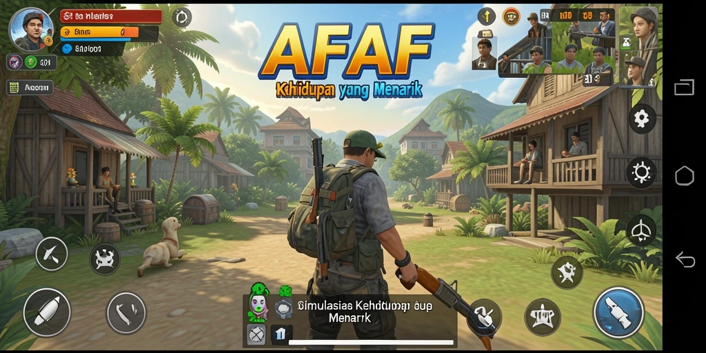 Tampilan aksi gameplay AFAF dalam dunia simulasi yang realistis.