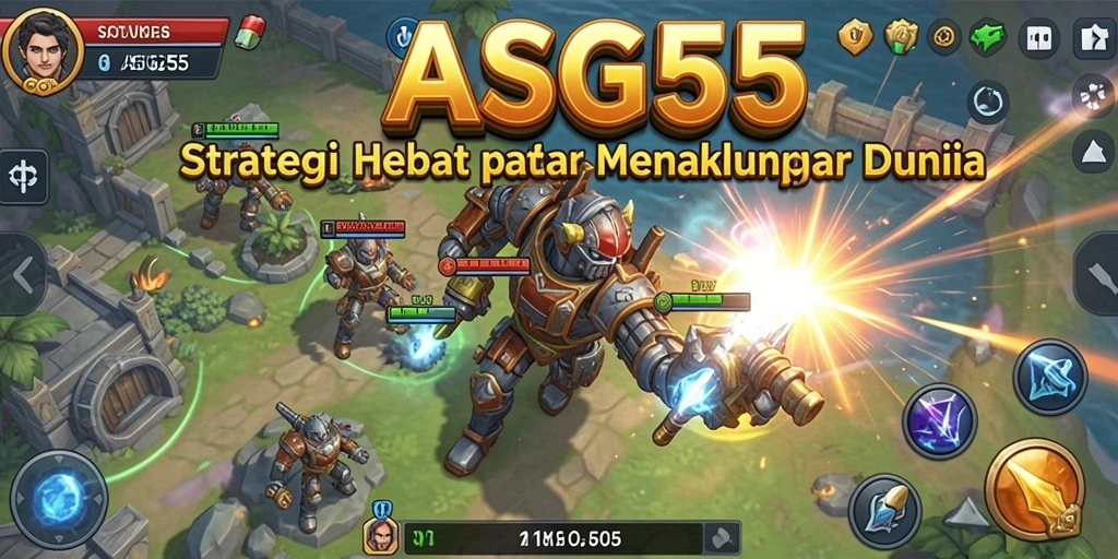 Tangkapan layar utama ASG55 menunjukkan aksi pertempuran strategi yang intens.