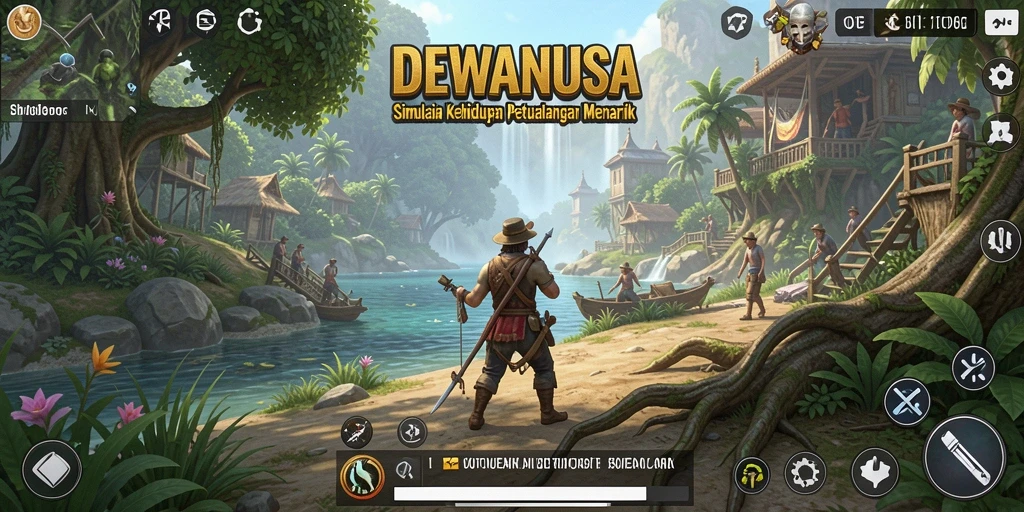 Screenshot DEWANUSA menampilkan dunia simulasi yang hidup dan penuh warna.