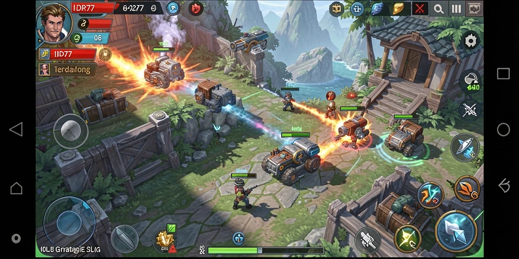 Tampilan gameplay menarik dari IDR77 yang menampilkan pertempuran strategi.