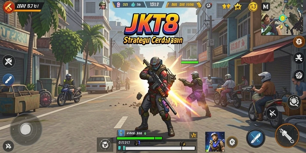 Screenshot JKT8 yang menampilkan aksi strategi yang mendebarkan.