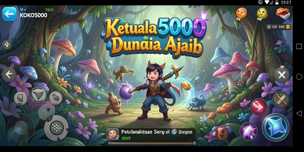 Screenshot utama KOKO5000 menampilkan eksplorasi dunia petualangan yang epik.