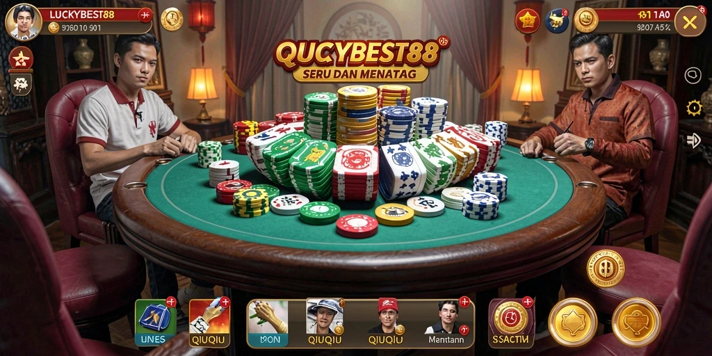 Tampilan gameplay seru di LUCKYBEST88 dengan kartu QiuQiu.