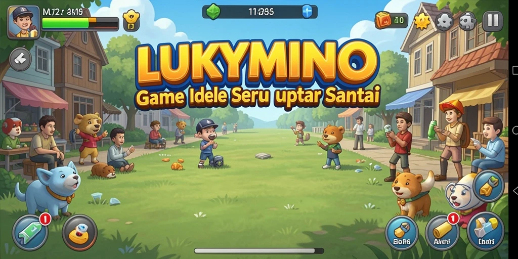 Tampilan gameplay menarik LUKYMINO dengan karakter yang beraksi.