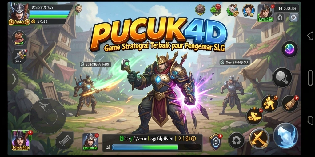 Tangkapan layar utama PUCUK4D menampilkan aksi pertempuran strategis yang intens.