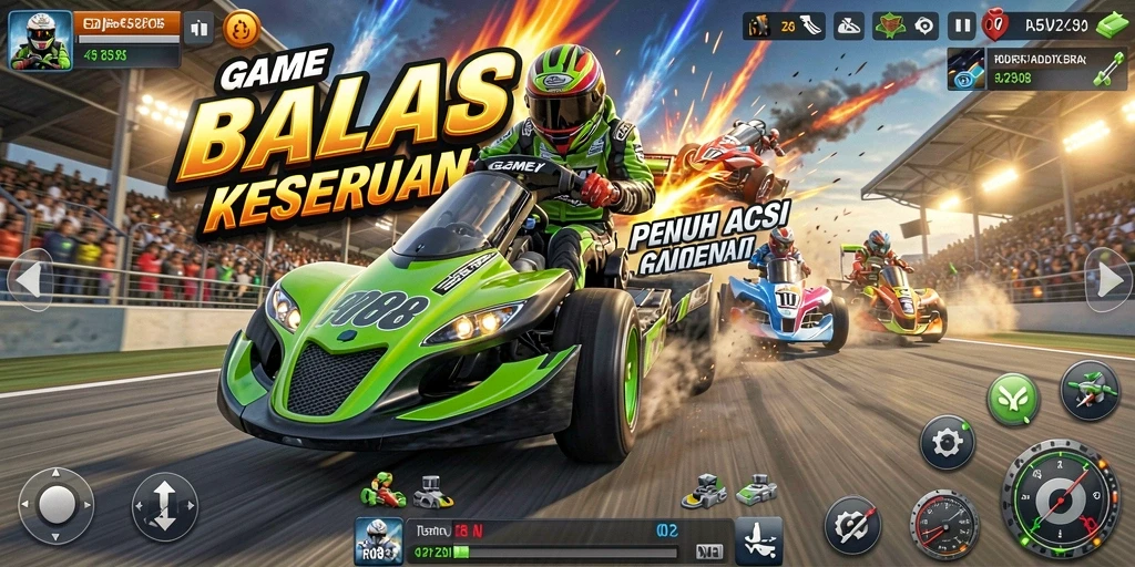Screenshot gameplay RDI88 menampilkan aksi balapan yang seru dan mendebarkan.
