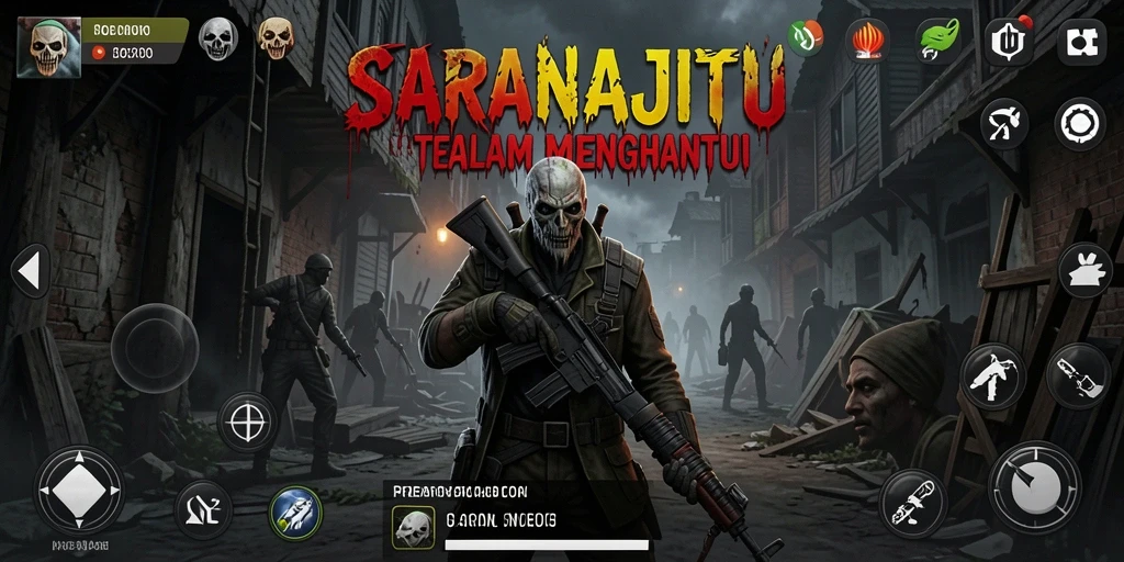 Tampilan gameplay menegangkan dari SARANAJITU saat menjelajahi ruangan gelap.
