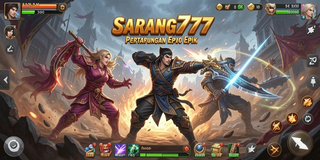 Tampilan gameplay SARANG777 yang penuh aksi pertarungan seru.