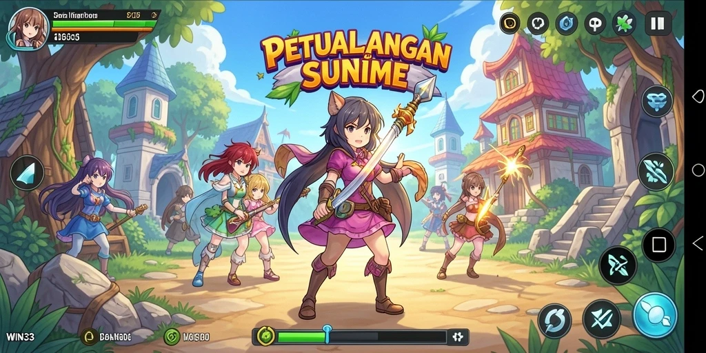 Screenshot WIN33 menampilkan karakter Anime yang sedang bertarung.